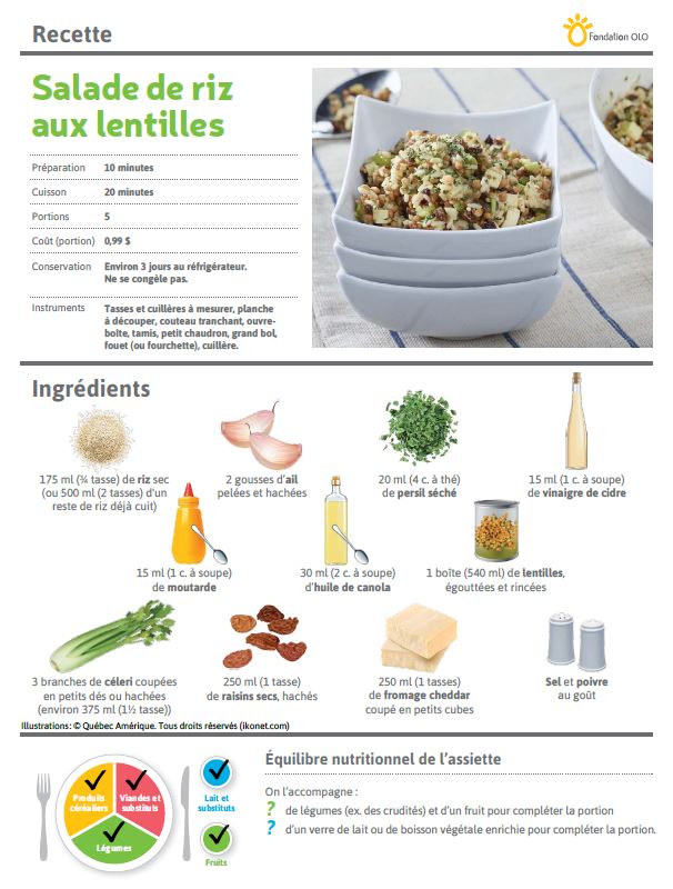 Salade Riz Lentille Olo