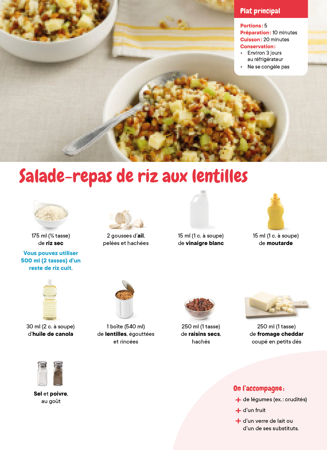 Salade Repas Riz Aux Lentilles