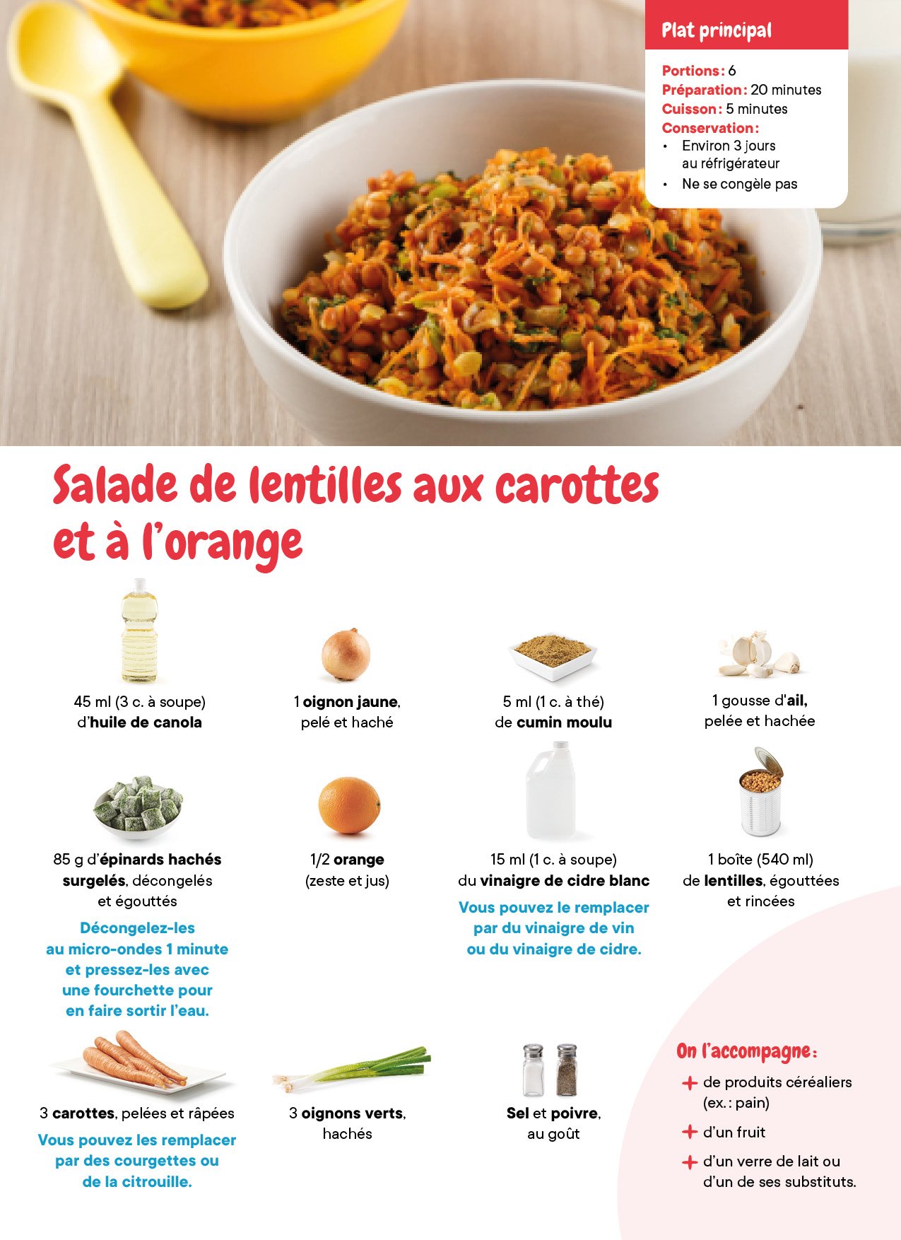 Salade Lentilles Carottes Orange
